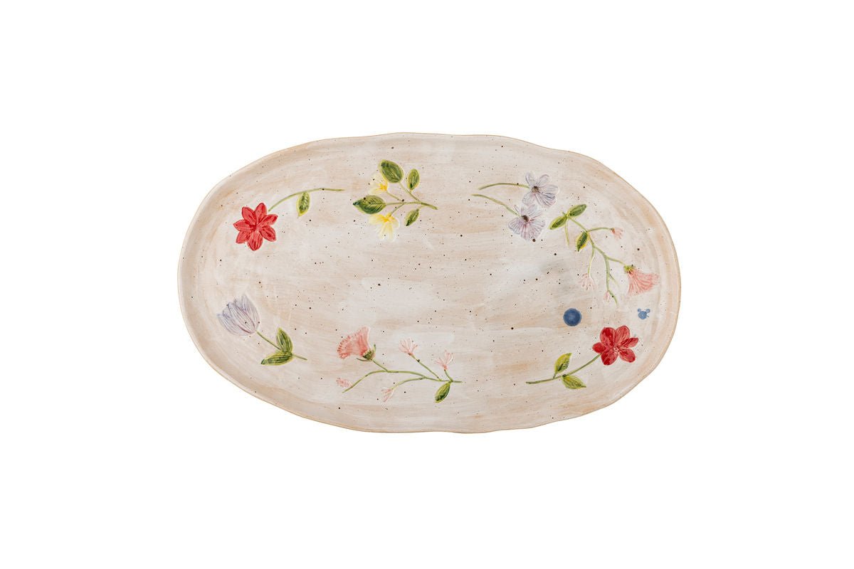 Luxusbetten24 Calisa Servierplatte Handbemalte mit Floralem Design Bunt
