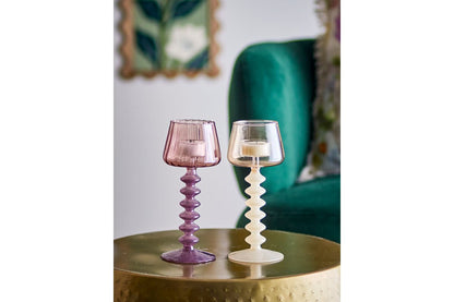 2er Set Teelichthalter Silas Rosé aus Glas