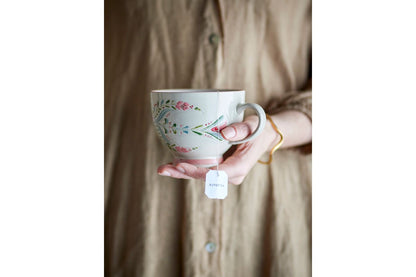 Becher-Set Lunelle – Handbemaltes Steingut mit floralen Motiven (4er-Set)