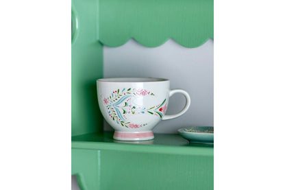 Becher-Set Lunelle – Handbemaltes Steingut mit floralen Motiven (4er-Set)