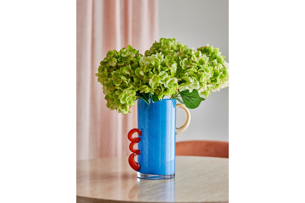 Luxusbetten24 Alva Glasvase – Elegante Blaue Ausführung für Wohnzimmer