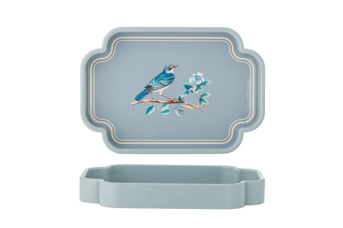 Bellora Tablett – Illustratives Vogelmotiv in Blautönen, Blau