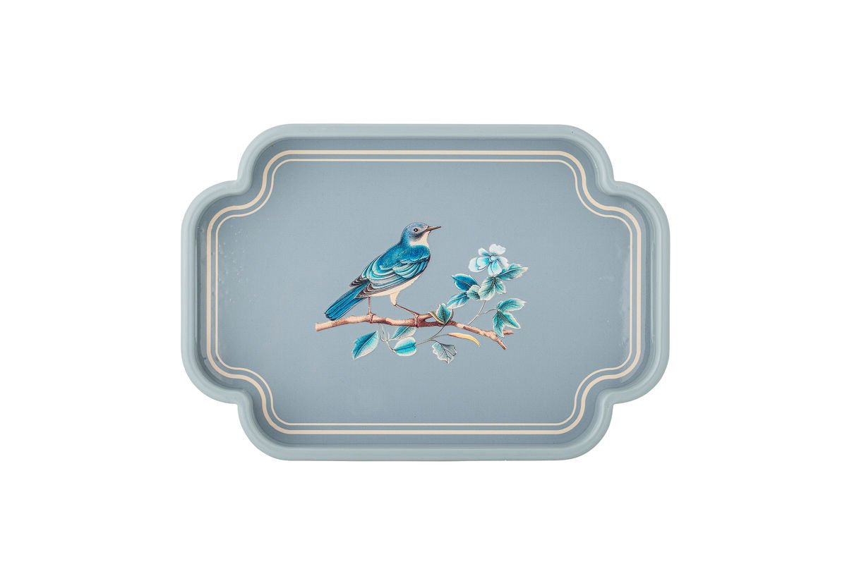 Bellora Tablett – Illustratives Vogelmotiv in Blautönen, Blau