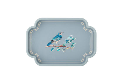 Bellora Tablett – Illustratives Vogelmotiv in Blautönen, Blau