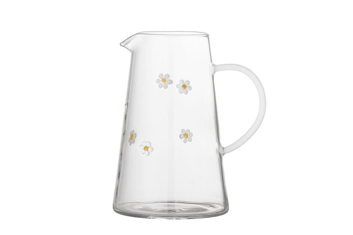 Luxusbetten24 Krug Florae Klarglas mit handveredelten Blütenmotiven, Klar