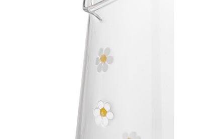 Luxusbetten24 Krug Florae Klarglas mit handveredelten Blütenmotiven, Klar