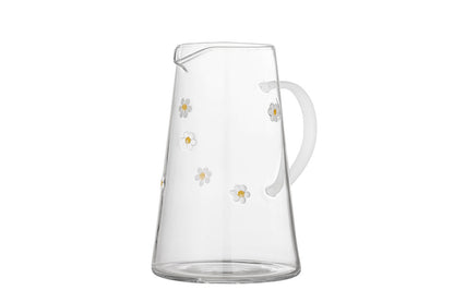 Luxusbetten24 Krug Florae Klarglas mit handveredelten Blütenmotiven, Klar