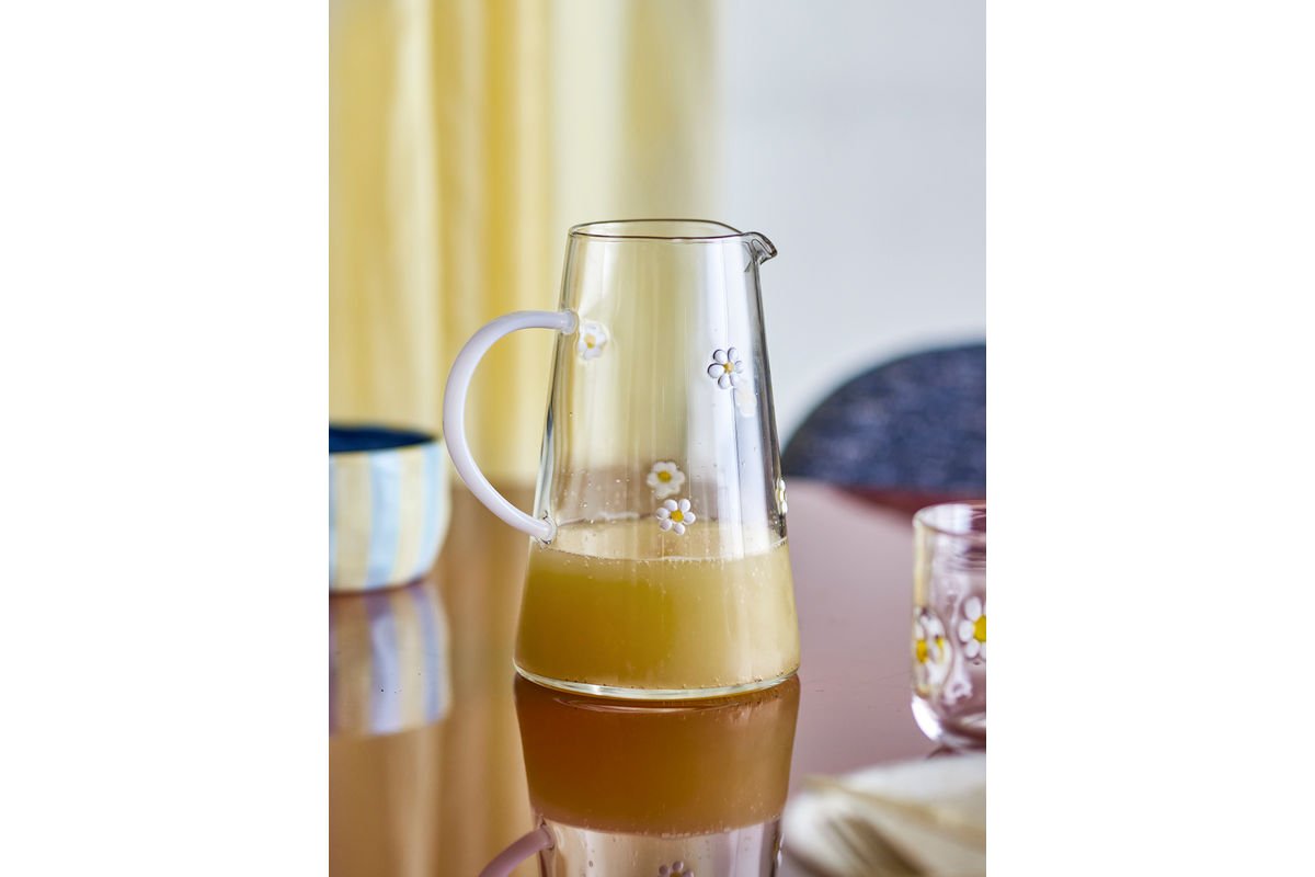Luxusbetten24 Krug Florae Klarglas mit handveredelten Blütenmotiven, Klar