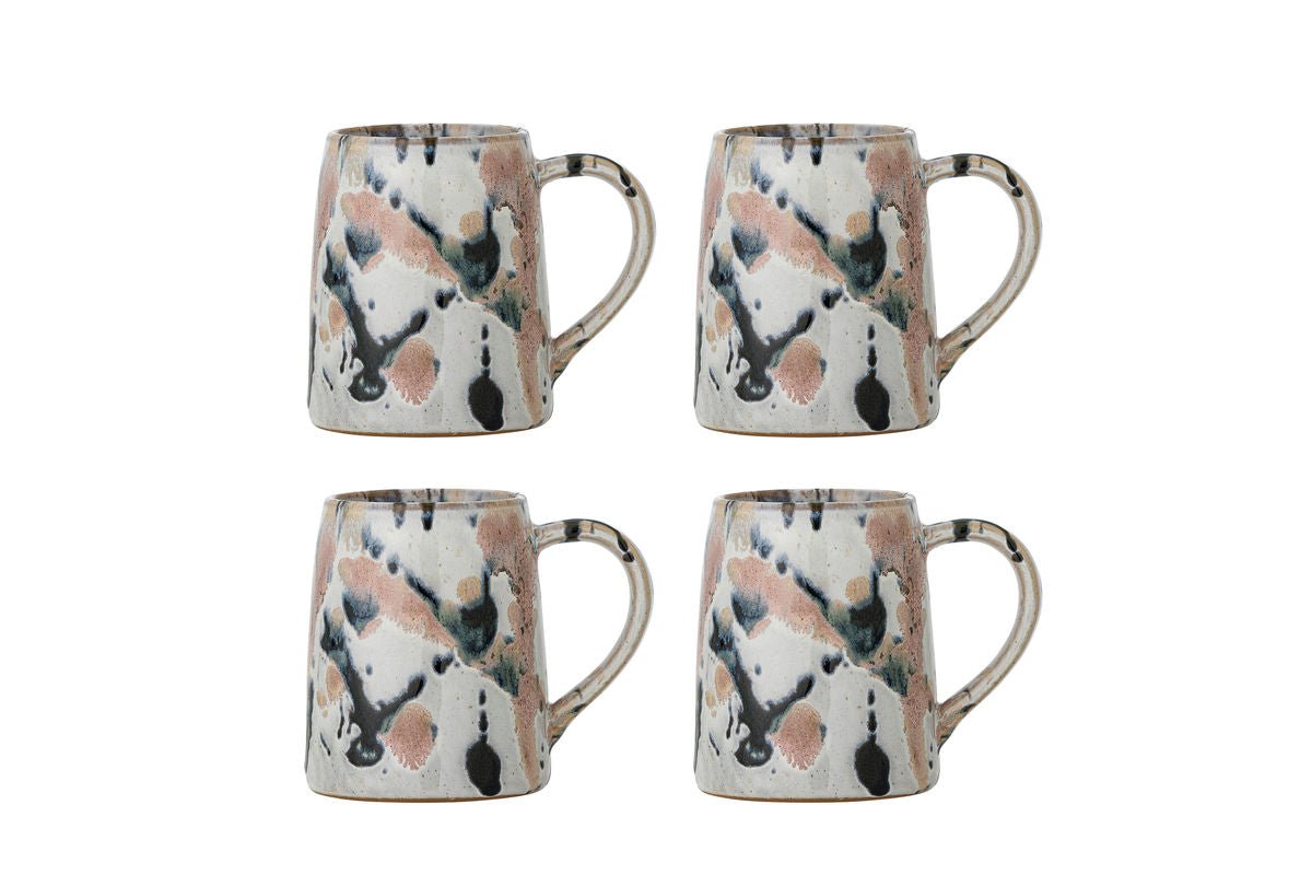 Becher-Set Jana – Steingut mit reaktiver Glasur (4er-Set)