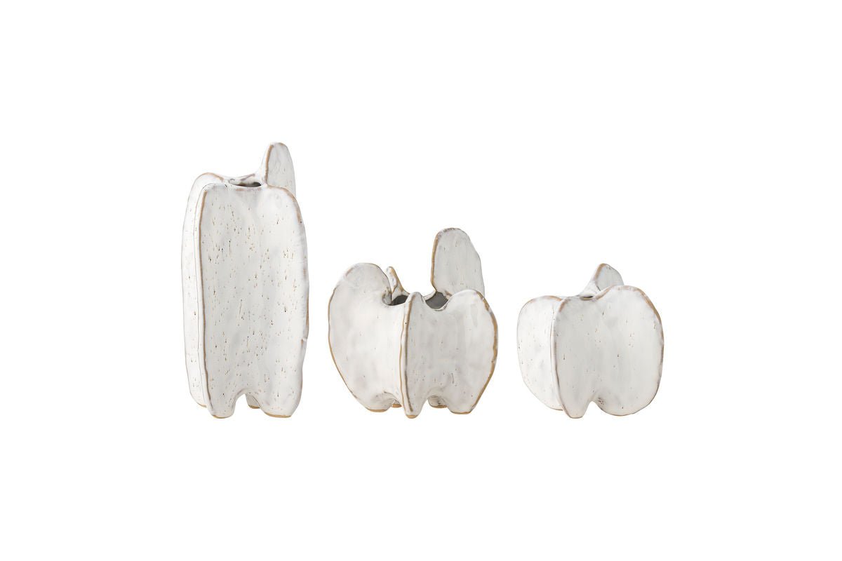 3er Set Vase Lela – Weiß, Aus Steingut