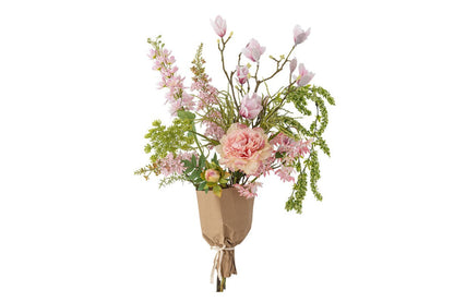 Künstlicher Blumenstrauß Rosalie – Blüten in Rosa- und Grüntönen