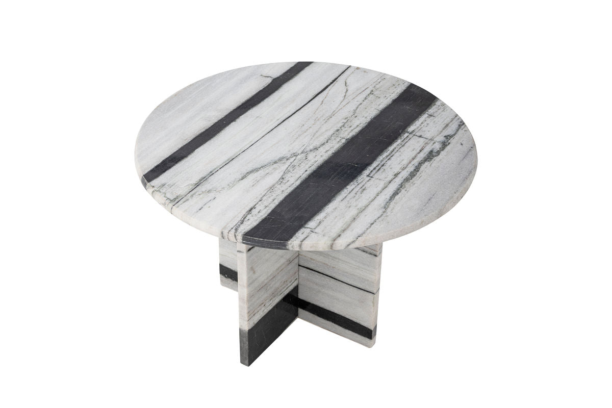 Luxusbetten24 Alvaro Couchtisch Skulpturaler Marmor Weiß-Schwarz