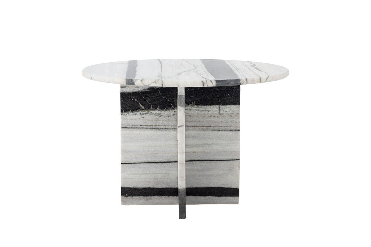 Luxusbetten24 Alvaro Couchtisch Skulpturaler Marmor Weiß-Schwarz