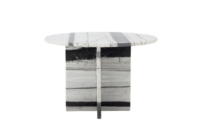 Luxusbetten24 Alvaro Couchtisch Skulpturaler Marmor Weiß-Schwarz