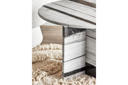 Luxusbetten24 Alvaro Couchtisch Skulpturaler Marmor Weiß-Schwarz