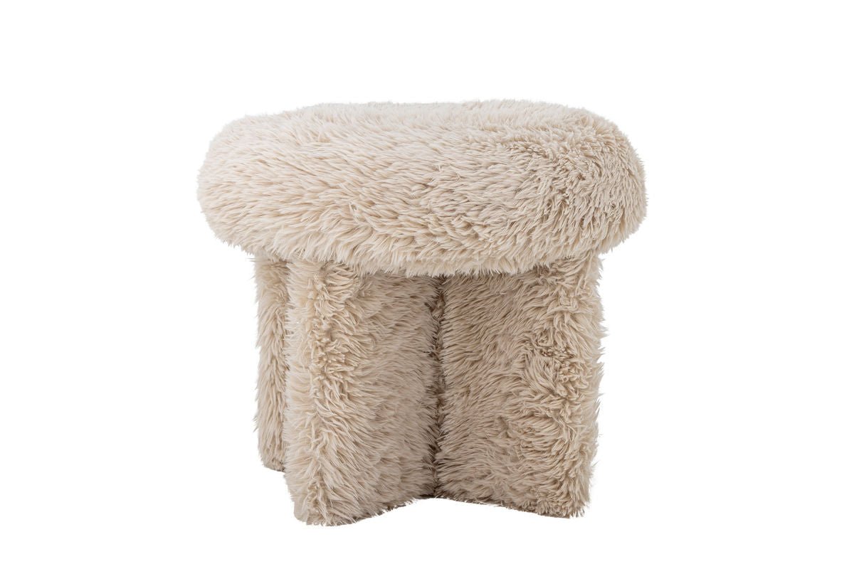 Luxusbetten24 Puffipuff Beistellhocker Weicher Bezug Beige Hochfloriges Fleece