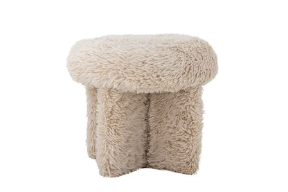 Luxusbetten24 Puffipuff Beistellhocker Weicher Bezug Beige Hochfloriges Fleece
