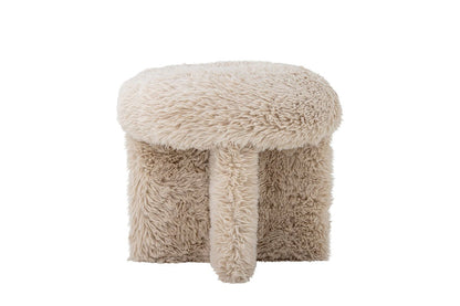 Luxusbetten24 Puffipuff Beistellhocker Weicher Bezug Beige Hochfloriges Fleece