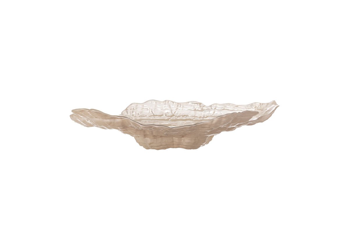 Luxusbetten24 Akuri Schale aus Glas Natur, Organische Form, Beige