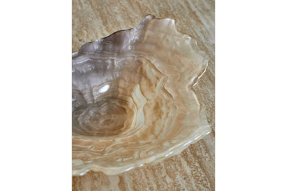 Luxusbetten24 Akuri Schale aus Glas Natur, Organische Form, Beige