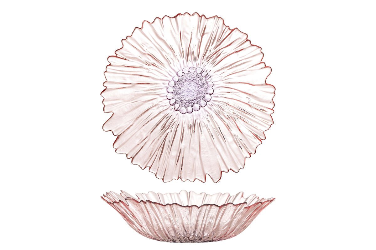Luxusbetten24 Claire Gläserne Schale in Rosé mit floralem Charakter