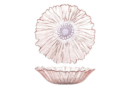 Luxusbetten24 Claire Gläserne Schale in Rosé mit floralem Charakter