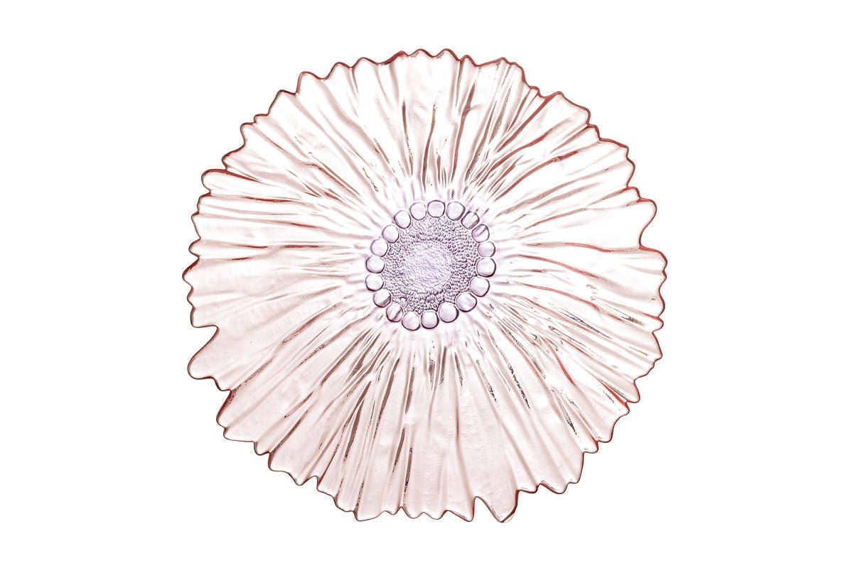 Luxusbetten24 Claire Gläserne Schale in Rosé mit floralem Charakter