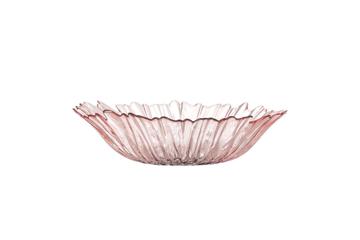 Luxusbetten24 Claire Gläserne Schale in Rosé mit floralem Charakter