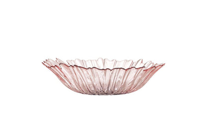 Luxusbetten24 Claire Gläserne Schale in Rosé mit floralem Charakter