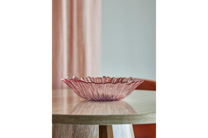 Luxusbetten24 Claire Gläserne Schale in Rosé mit floralem Charakter