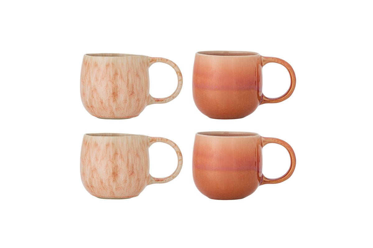 Luxusbetten24 Ikki Tassen-Set Reaktive Glasur Rosé 4er-Set