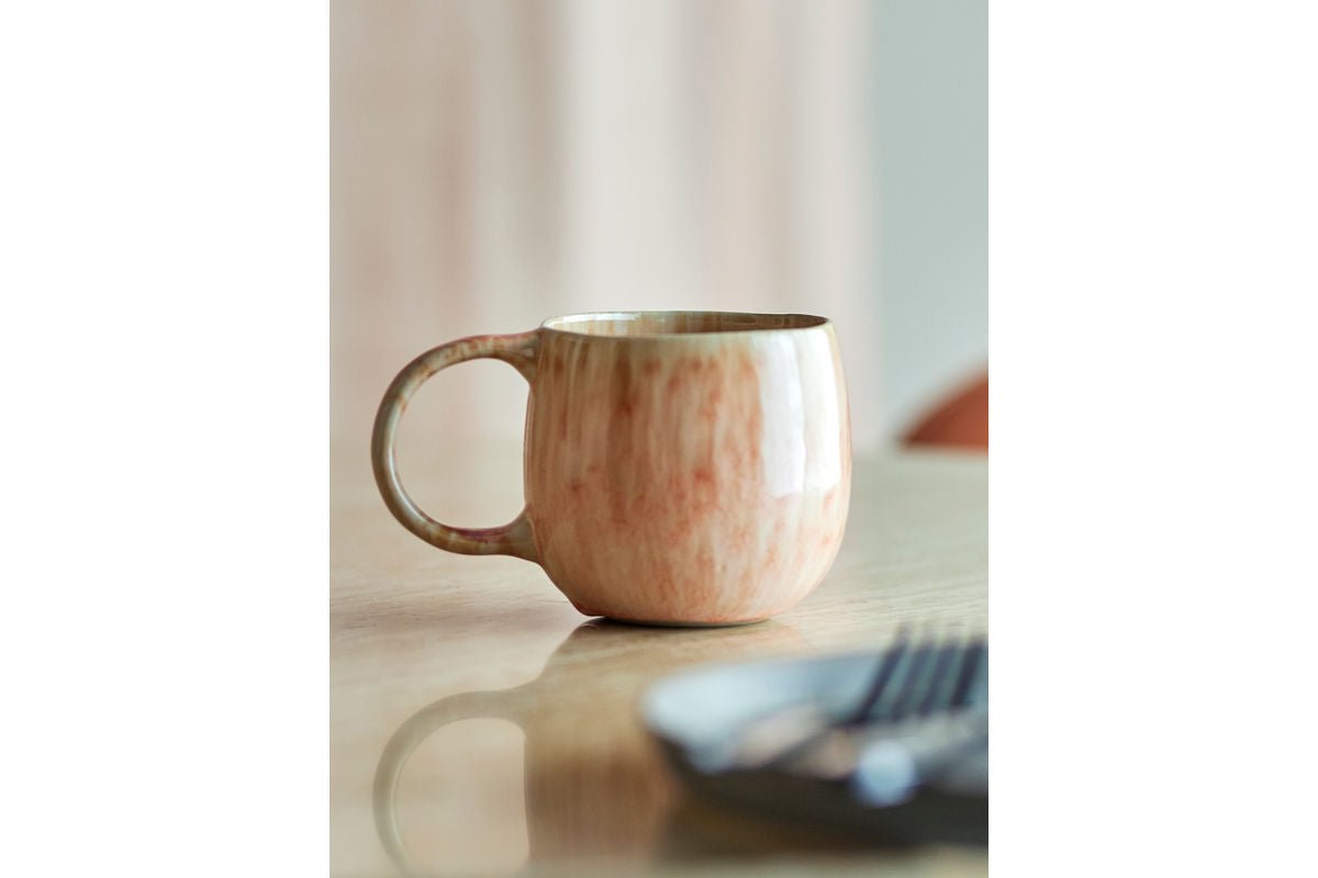 Luxusbetten24 Ikki Tassen-Set Reaktive Glasur Rosé 4er-Set
