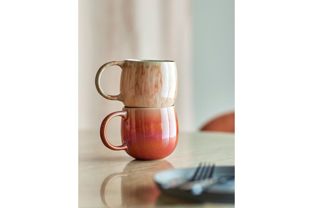 Luxusbetten24 Ikki Tassen-Set Reaktive Glasur Rosé 4er-Set