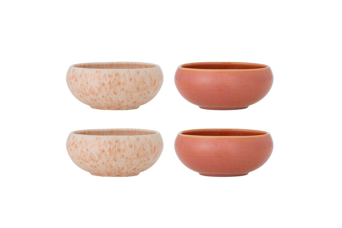 Luxusbetten24 Schalen-Set Yuri – Reaktive Glasur in Rosé (4er-Set)