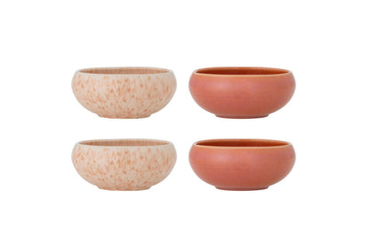 Luxusbetten24 Schalen-Set Yuri – Reaktive Glasur in Rosé (4er-Set)