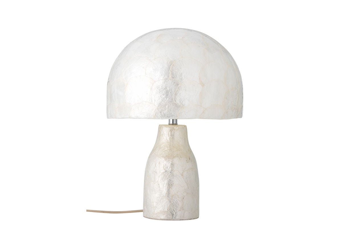 Luxusbetten24 Nerea Tischlampe Schimmerndes Capiz-Design Naturton