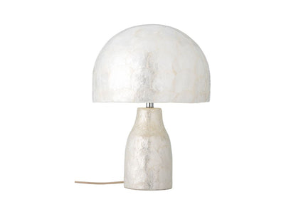 Luxusbetten24 Nerea Tischlampe Schimmerndes Capiz-Design Naturton