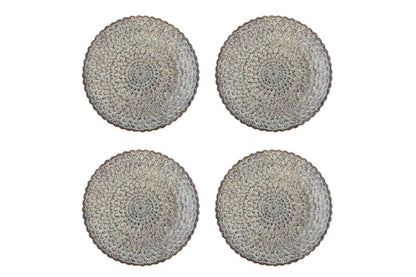 Cori Teller-Set aus Steingut, 4er-Set, Grau, Maritimes Relief