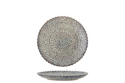 Cori Teller-Set aus Steingut, 4er-Set, Grau, Maritimes Relief
