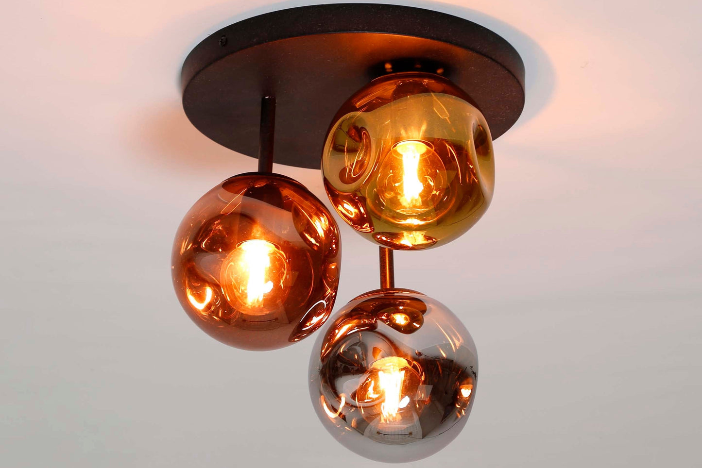 Luxusbetten24 Astrae Deckenleuchte Metall mit Glasschirmen Schwarz Design