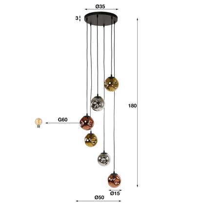 Luxusbetten24 Seraphis Pendelleuchte Metall-Farbkombination Gold Kupfer Chrom