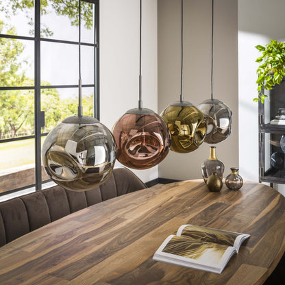 Virelli Pendelleuchte – 4 Leuchten in Metall-Farbkombination Gold, Kupfer und Chrom
