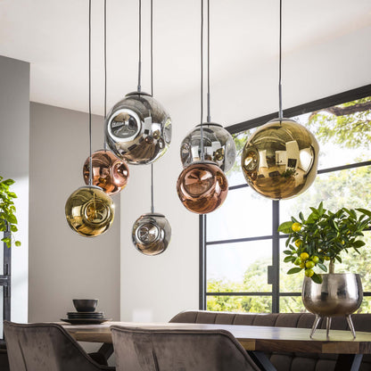 Pendelleuchte Althea – 7 Leuchten Metall‑Farbkombination Gold Kupfer Chrom