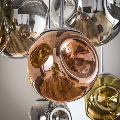 Pendelleuchte Althea – 7 Leuchten Metall‑Farbkombination Gold Kupfer Chrom