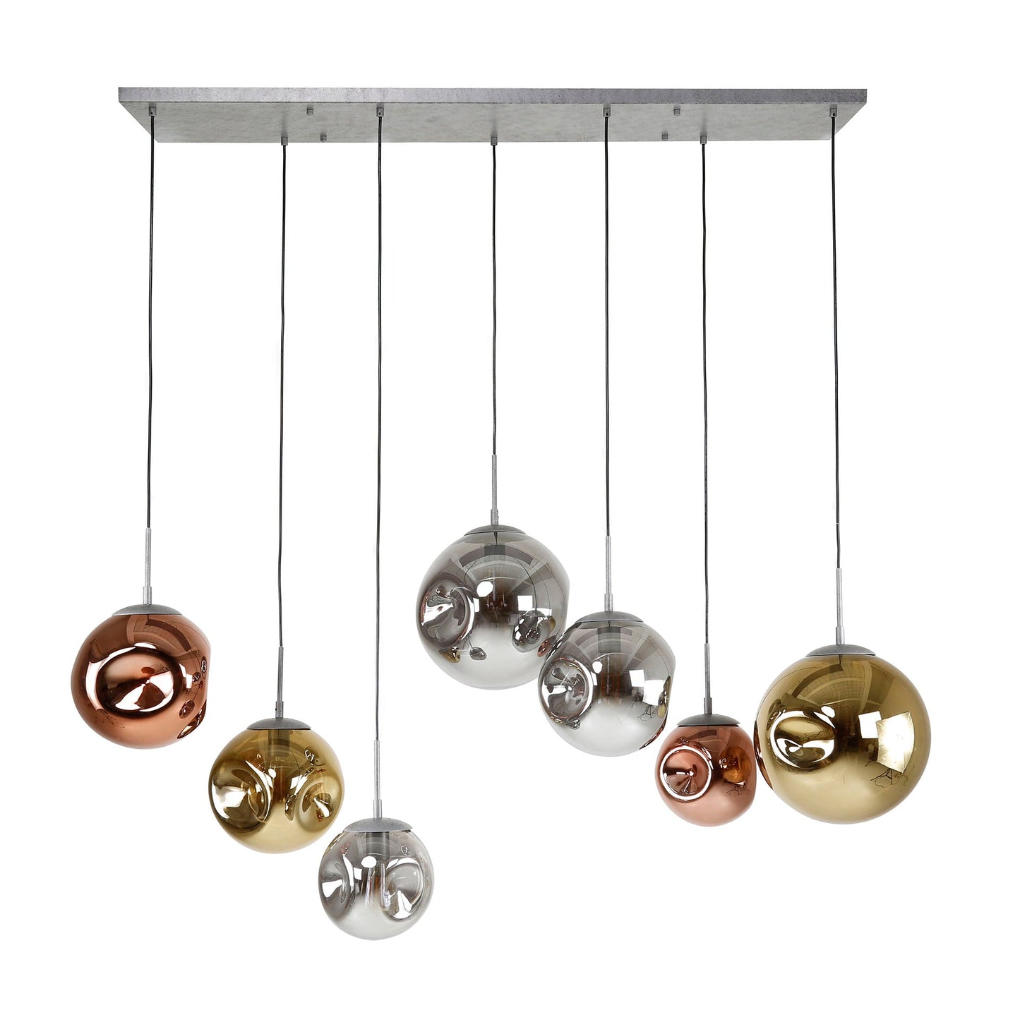 Pendelleuchte Althea – 7 Leuchten Metall‑Farbkombination Gold Kupfer Chrom