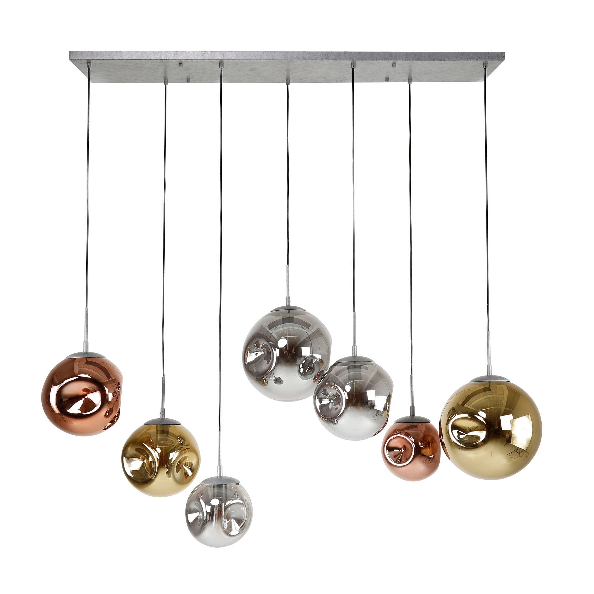 Pendelleuchte Althea – 7 Leuchten Metall‑Farbkombination Gold Kupfer Chrom