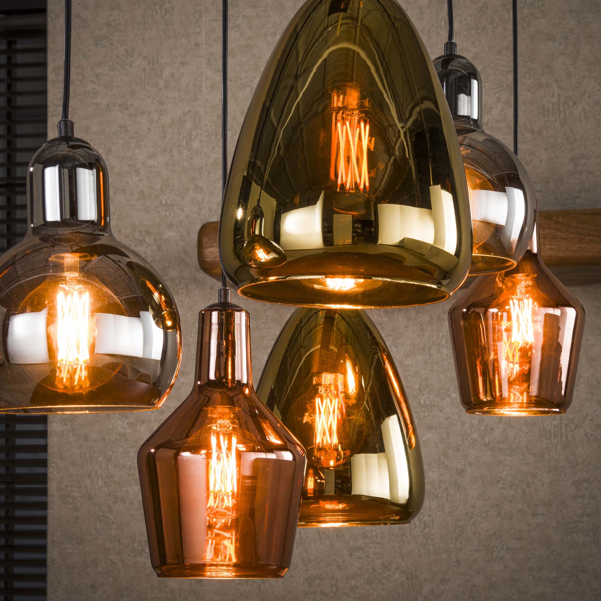 Arvella Pendelleuchte Gold/Kupfer/Chrom 6 Stück Wohnzimmer