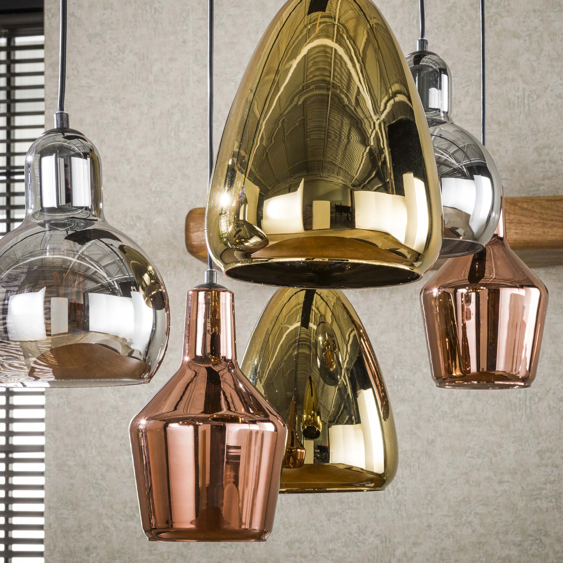 Arvella Pendelleuchte Gold/Kupfer/Chrom 6 Stück Wohnzimmer