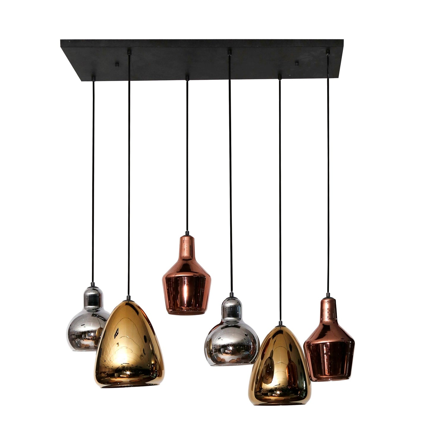 Arvella Pendelleuchte Gold/Kupfer/Chrom 6 Stück Wohnzimmer