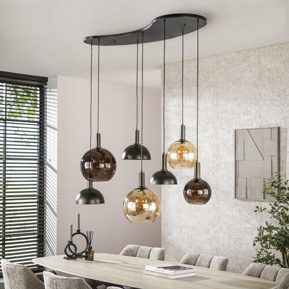 Pendelleuchte Caldera Organisches Cluster-Design Sienna Braun 7‑Flammig
